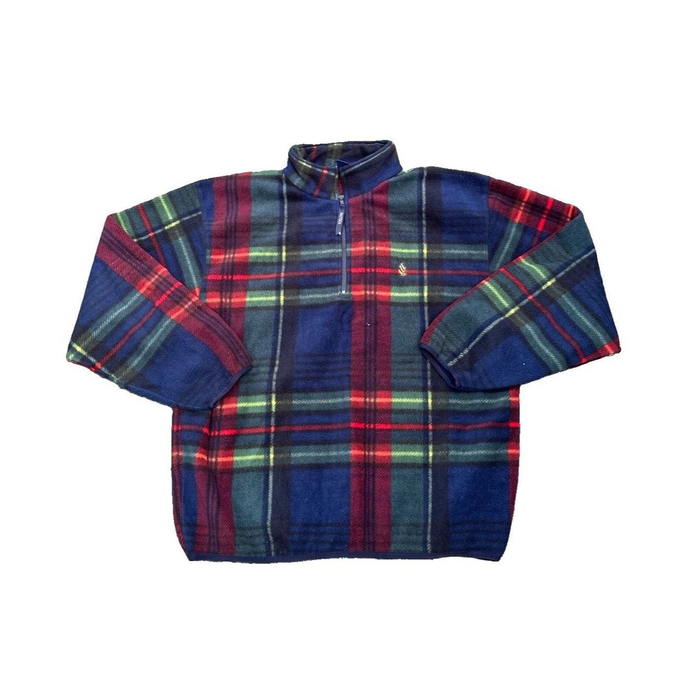 Vintage 90s Nautica Plaid Quarter Zip Pullover Sweater Mens Size XL Made In USA